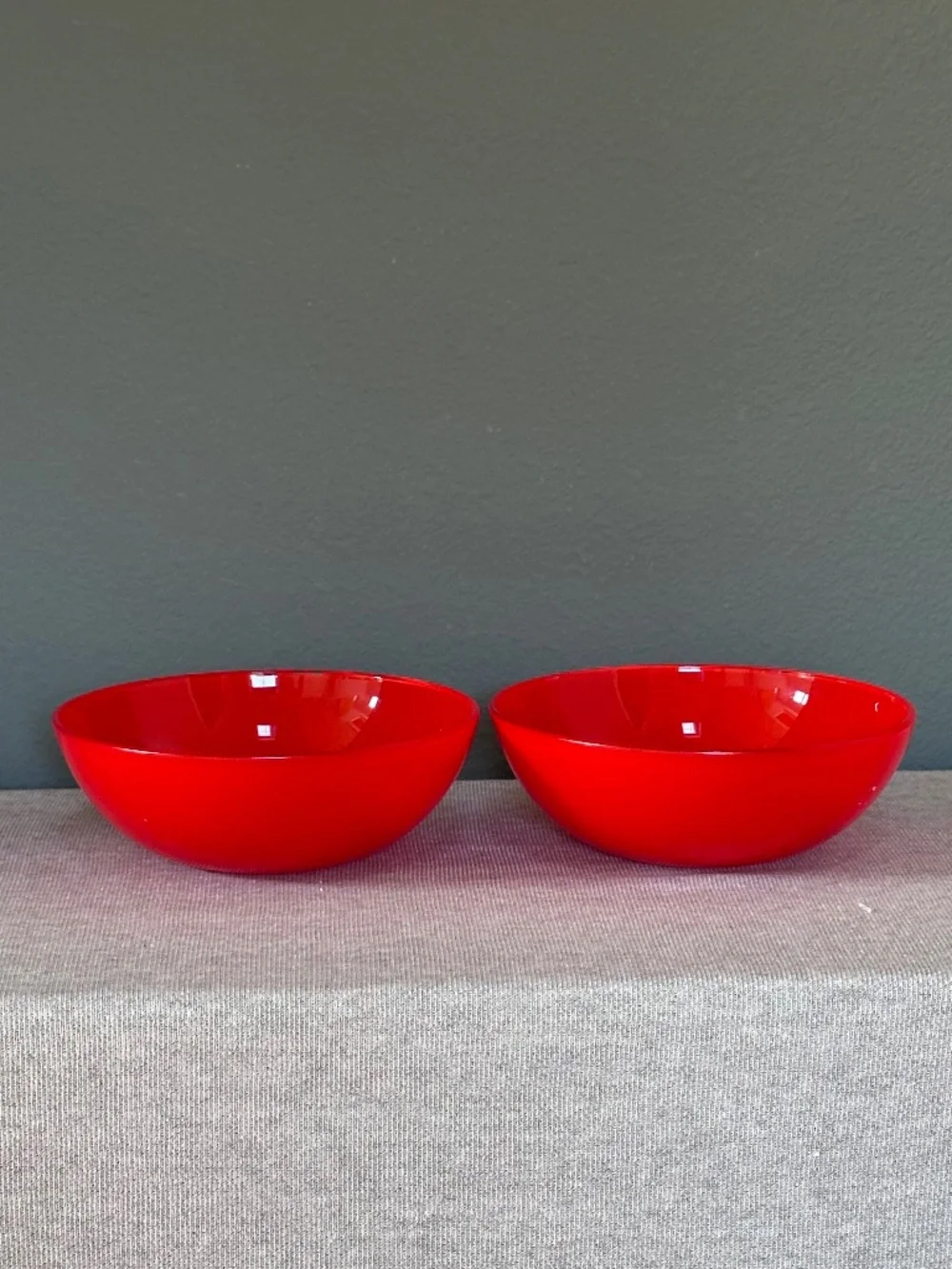Vintage Red Glass Bowls-Set of 2